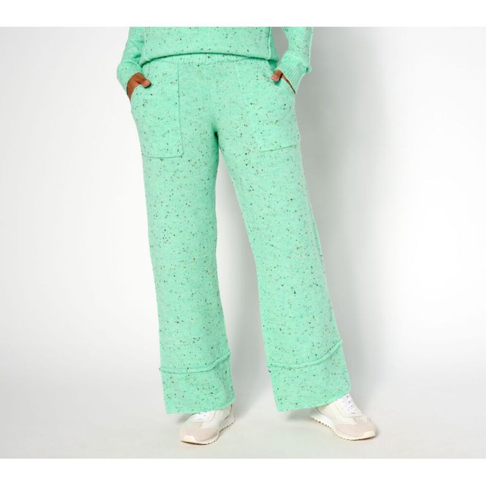 Anybody Women's Pants Sz M Flecked Sweater Pull-On Pockets Green A670916